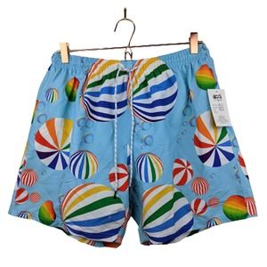 Uzzi Mens L Beachballs Blue Swim Shorts Trunks